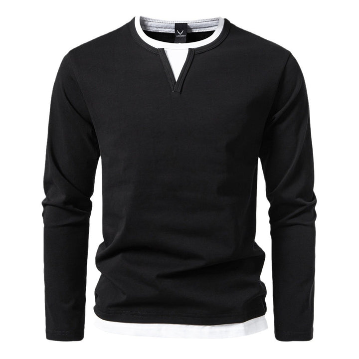 Herren Langarmshirt mit modernem V-Ausschnitt und coolen Layering-Details Drune