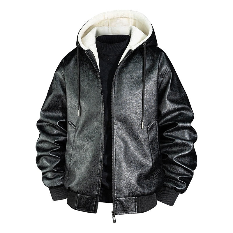 Herren Coole Kunstlederjacke mit kuscheliger Innenausstattung Drune