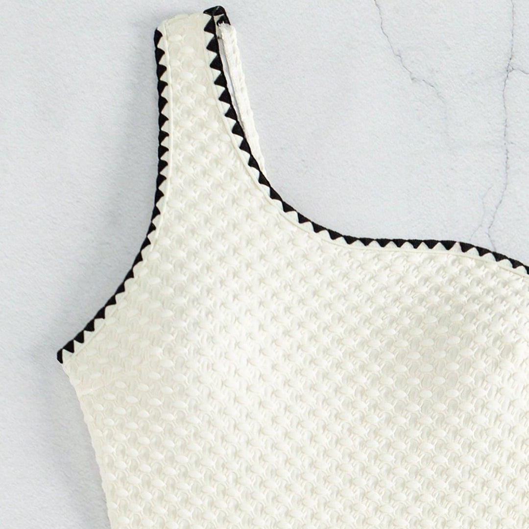 Damen Einseitiger Badeanzug mit strukturiertem Material Drune