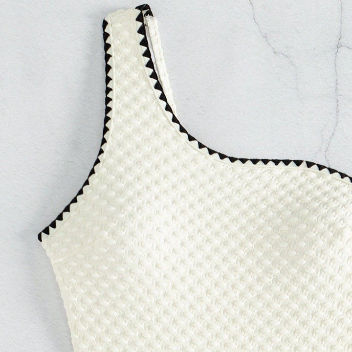 Damen Einseitiger Badeanzug mit strukturiertem Material Drune