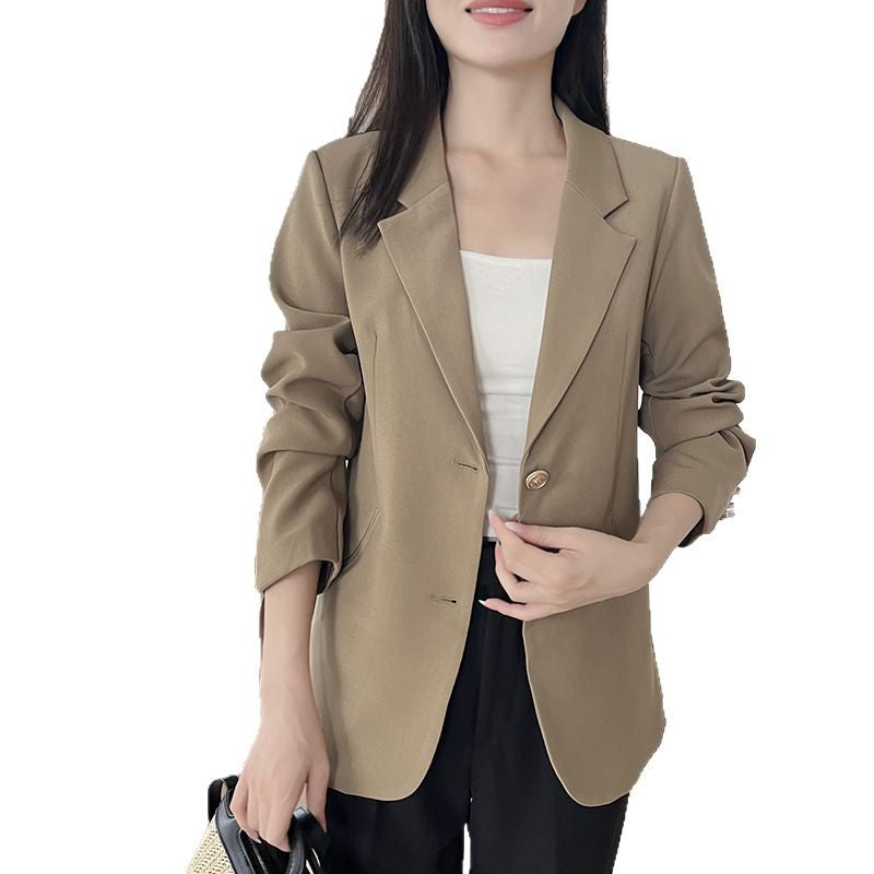 Damen elegante Blazerjacke mit strukturiertem Schnitt und praktischen Taschen Drune
