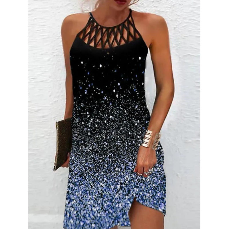 Damen Neckholder Kleid mit funkelndem Gradient-Design Drune