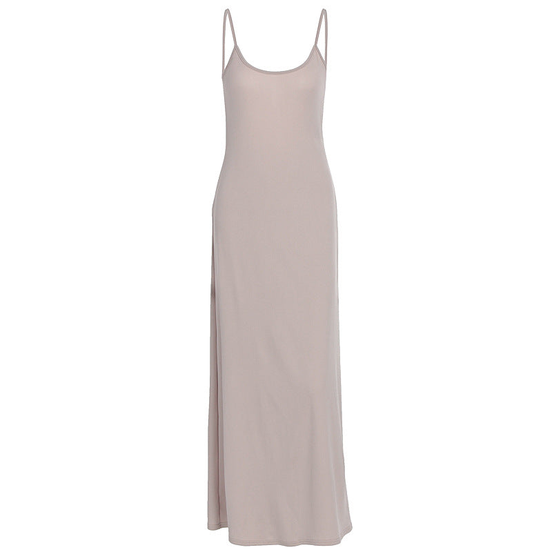 Damen Elegantes Maxikleid mit schlichten Trägern und fließendem Schnitt Drune