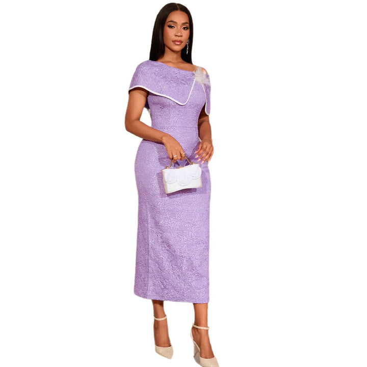 Damen Elegantes Midikleid mit floralen Details und asymmetrischem Überwurf Drune