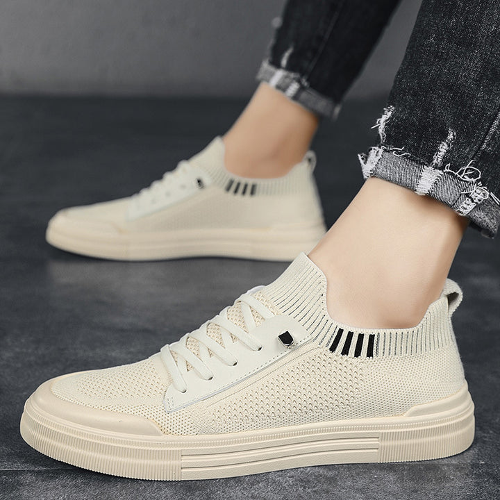 Herren Low-Top Strick-City-Sneaker mit elastischem Schaft, seitlichem Reißverschluss und stoßdämpfender Gummisohle Drune