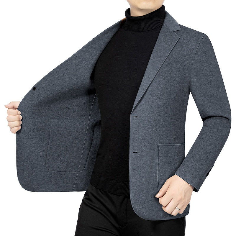 Herren Elegantes Slim-Fit Sakko aus Wolloptik mit aufgesetzten Außentaschen Drune