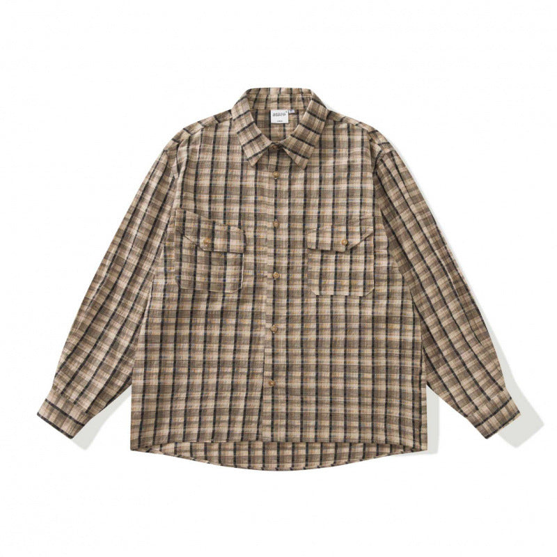 Unisex Kastenförmiges Overshirt aus Baumwoll-Leinenmix mit aufgesetzten Brustklappen Drune