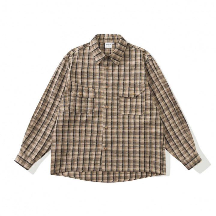 Unisex Kastenförmiges Overshirt aus Baumwoll-Leinenmix mit aufgesetzten Brustklappen Drune