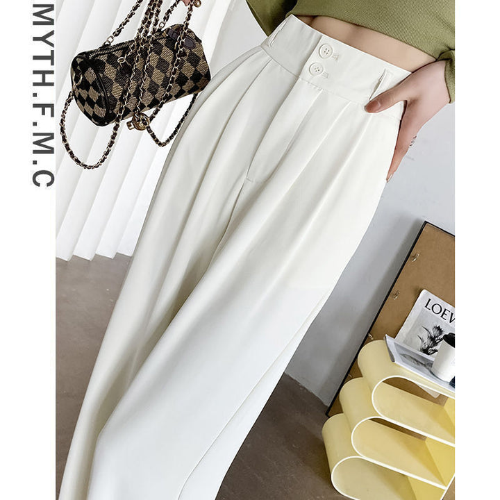 Damen klassische Taillenhose mit elegantem Faltenwurf Drune