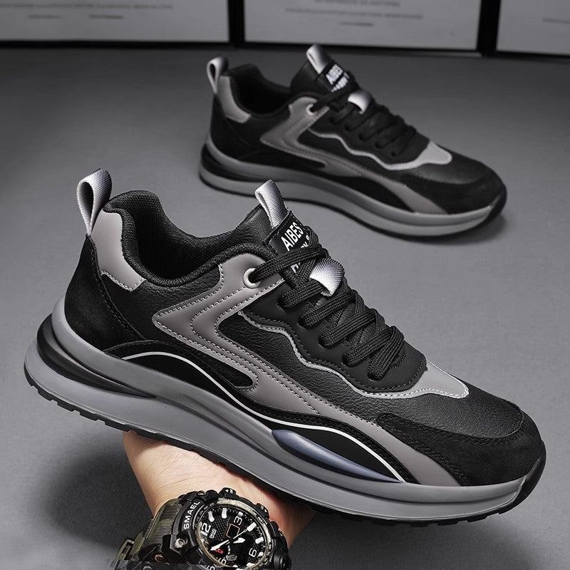 Herren sportive Chunky-Sneaker mit Wildleder- und Kunstlederoverlays, gepolstertem Einstieg und reaktiver Wellen-Zwischensohle Drune