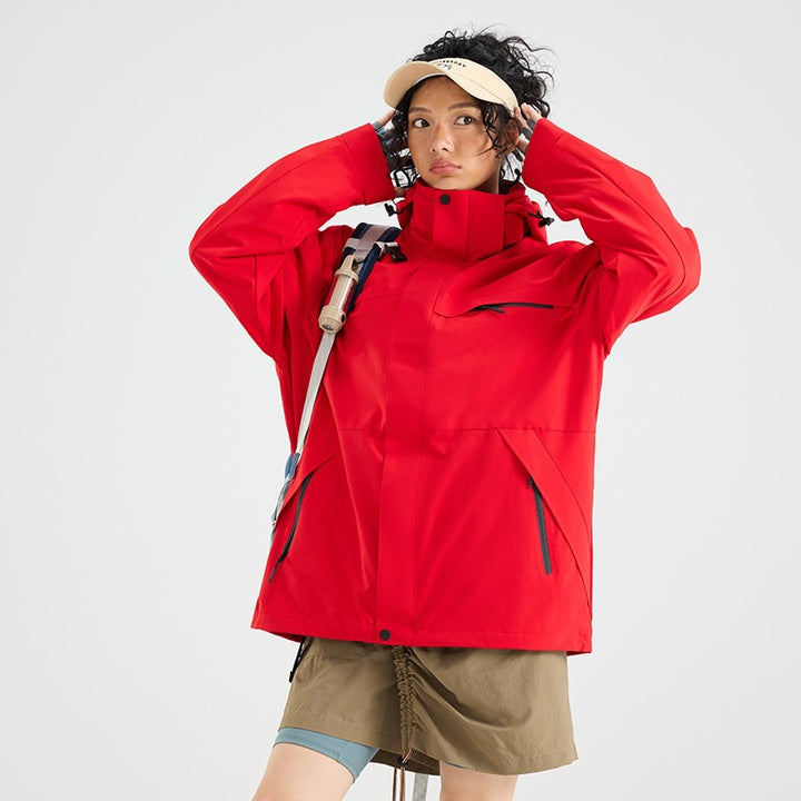 Herren Wasserdichte Outdoor-Softshelljacke mit Kapuze, hohem Stehkragen & Reißverschlusstaschen Drune