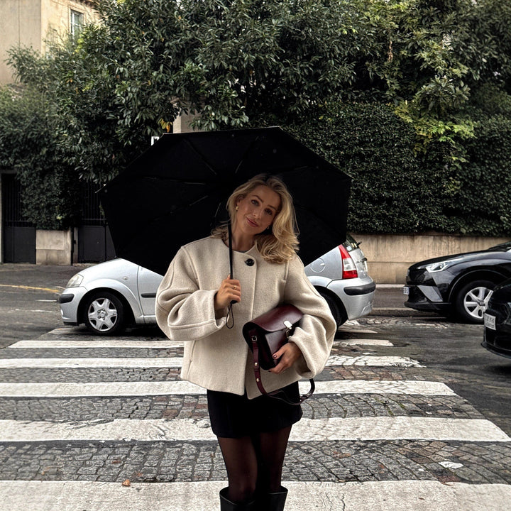 Damen elegante Kurzjacke im minimalistischen Design mit praktischem Knopf Drune