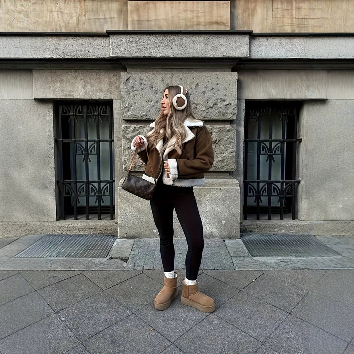 Damen Lässige und warme Lammfelljacke