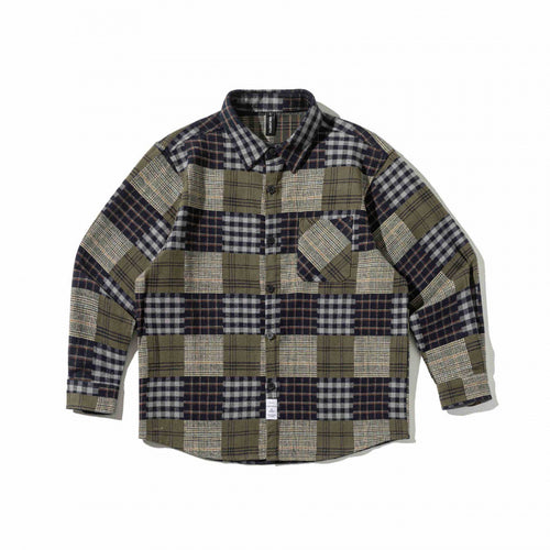 Unisex Kariertes Overshirt im Boxy‑Cut aus gebürstetem Flanell mit aufgesetzter Brusttasche Drune
