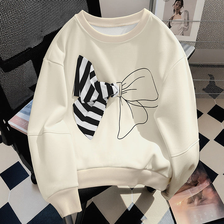 Damen Lässiger Sweatshirt mit Schleifen-Design Drune