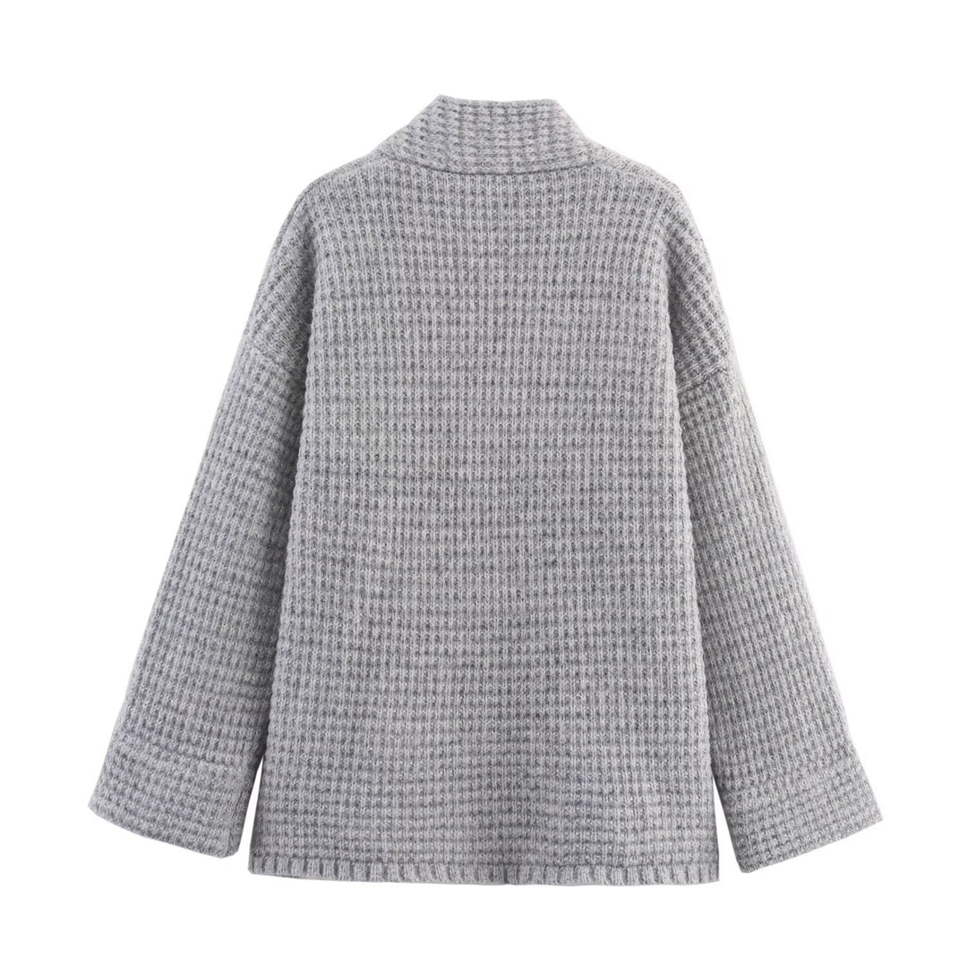 Damen lässige Strickjacke mit weitem Schnitt und dekorativen Knöpfen Drune