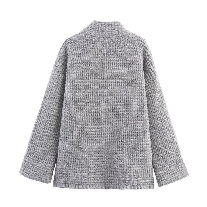 Damen lässige Strickjacke mit weitem Schnitt und dekorativen Knöpfen Drune