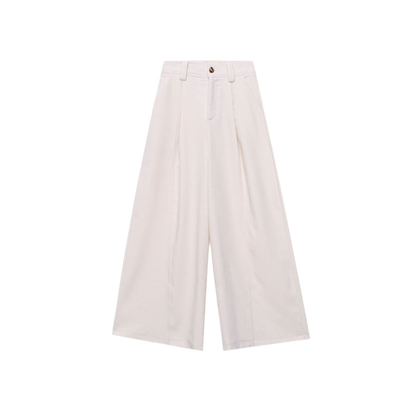 Damen elegante weit geschnittene Hose mit hoch tailliertem Bund und praktischen Taschen Drune