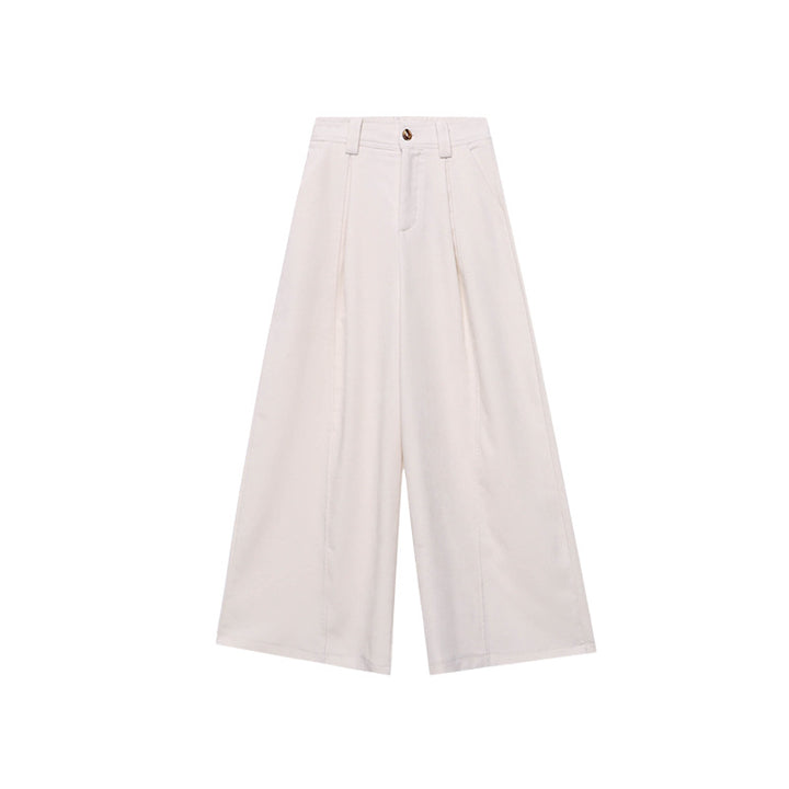 Damen elegante weit geschnittene Hose mit hoch tailliertem Bund und praktischen Taschen Drune