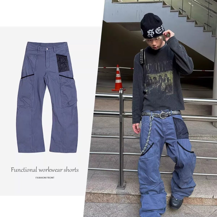 Damen Utility-Cargo-Hose mit weitem Bein, Mehrfach‑Taschen & Mesh‑Einsatz Drune