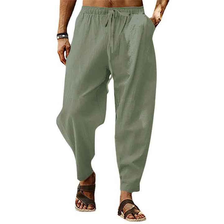Herren nan lockere Sommer-Slouch-Hose aus Leinenmix mit elastischem Bund und konischem Knöchelabschluss Drune