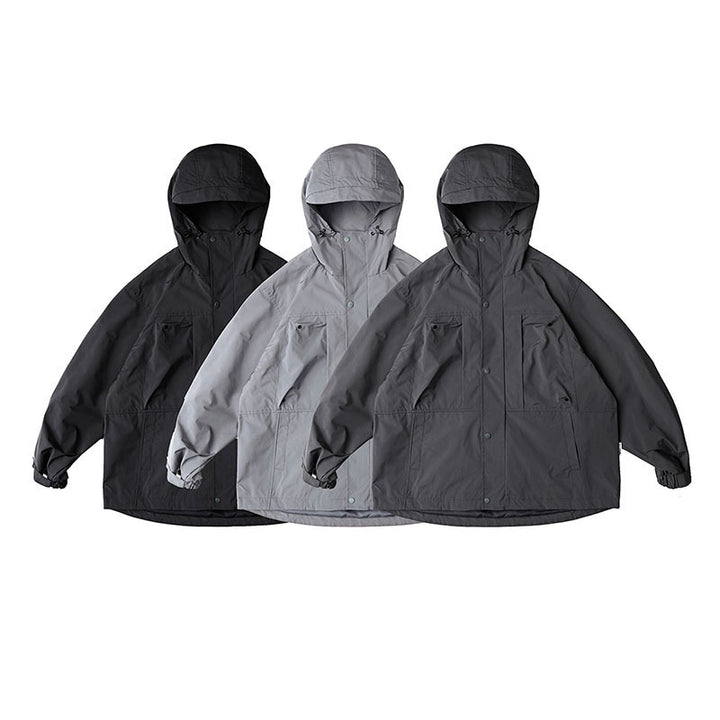 Unisex Wasserabweisende Oversize-Parka-Jacke mit Kapuze und Multifunktions-Taschen Drune
