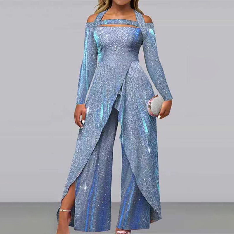Damen Glamouröses Funktionsjumpsuit mit schimmerndem Effekt und elegantem Design Drune