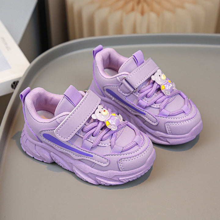 Damen Sportliche Kinder Sneakers mit praktischem Klettverschluss und tierischen Applikationen Drune