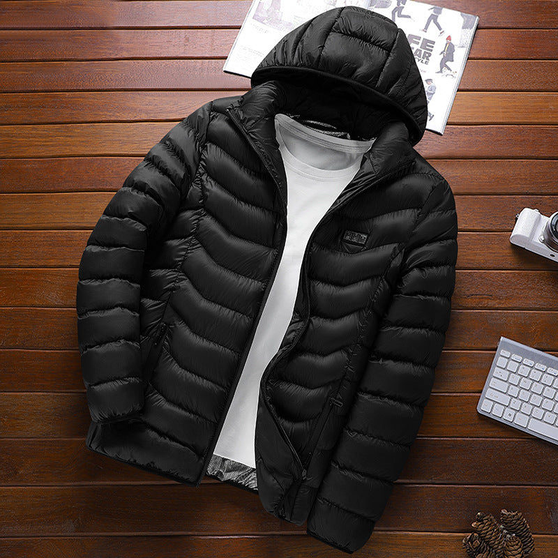Herren Ultraleichte gesteppte Daunenjacke mit Kapuze, windabweisender Außenhaut und Packfunktion Drune