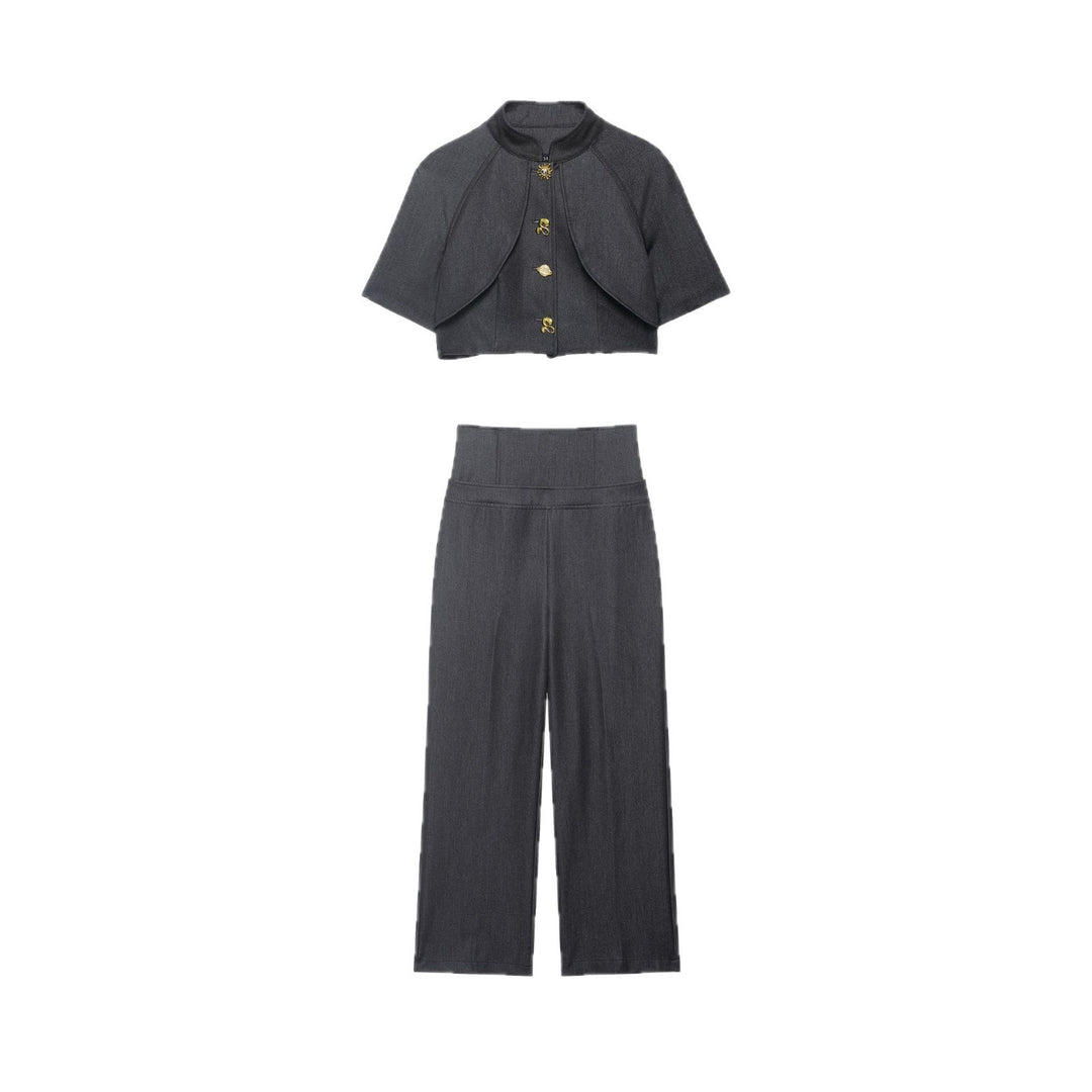 Damen Hochtaillierte Culotte-Hose mit breitem Komfortbund und weitem Bein Drune