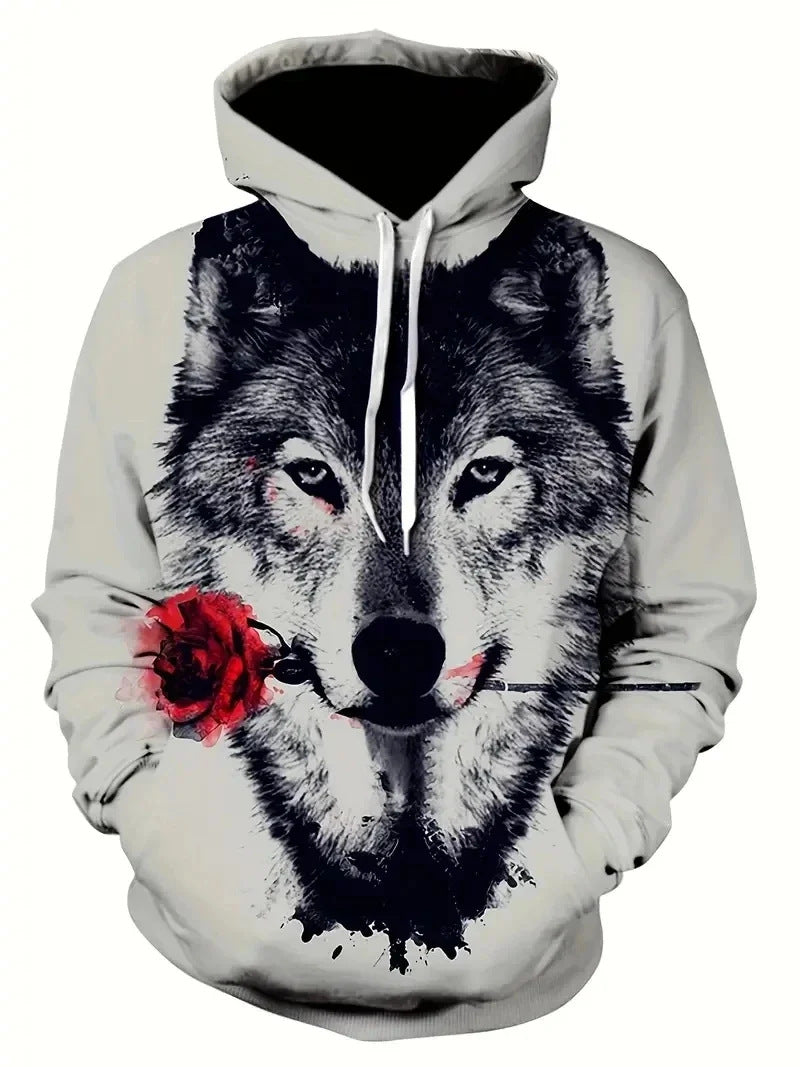 Damen Kapuzenpullover mit Wolf- und Schmetterlingsmotiv Drune