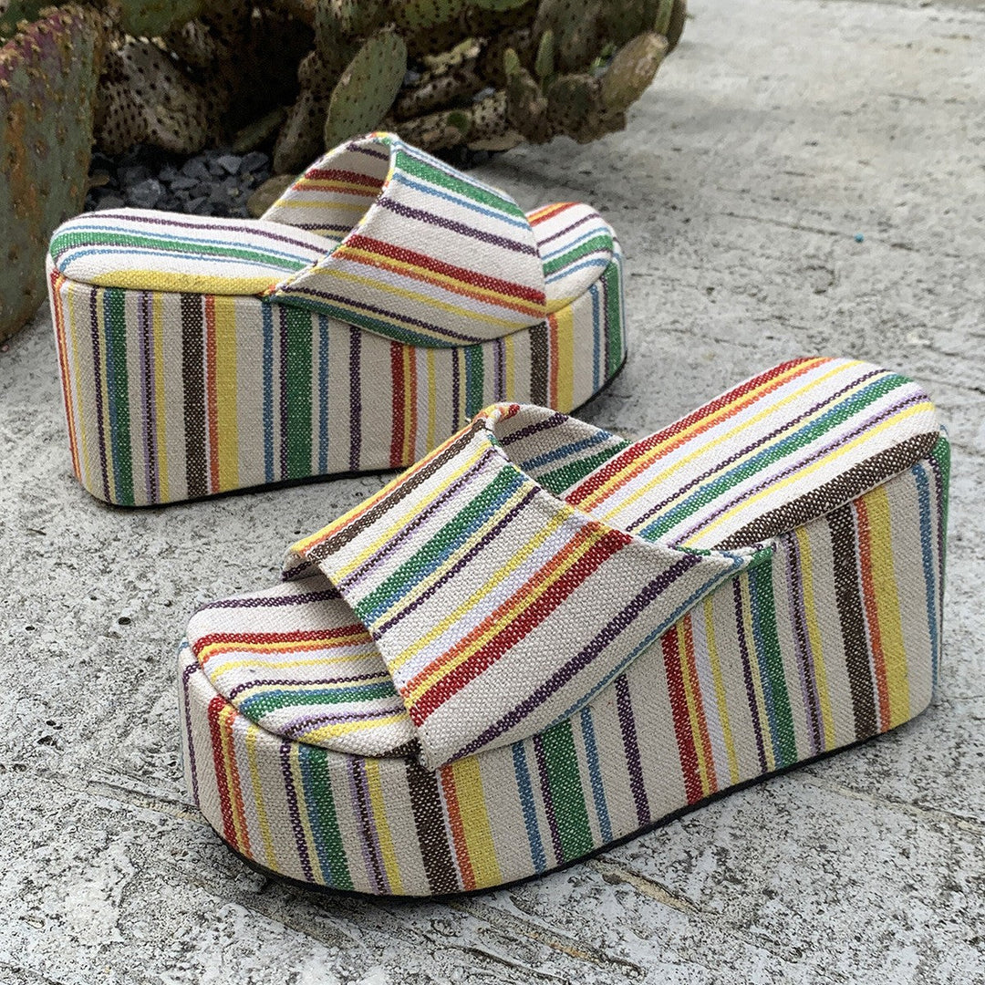 Damen Plateau-Sandalen mit transparentem Riemen und rutschfester Sohle Drune