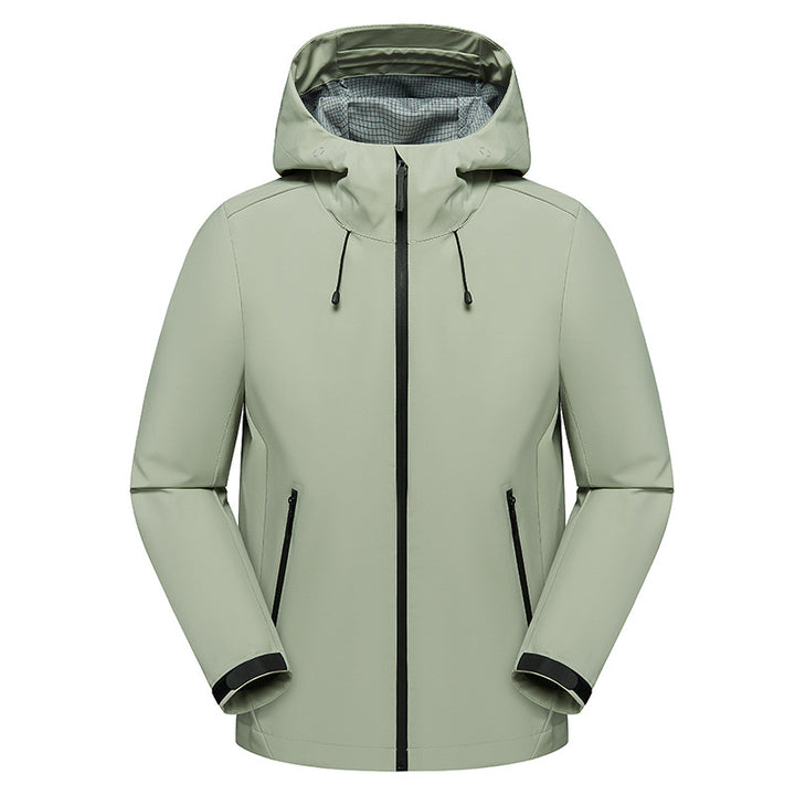 Herren Urbaner Softshell-Regenparka mit getapten Nähten, verstellbarer Kapuze und wasserdichtem Reißverschluss Drune