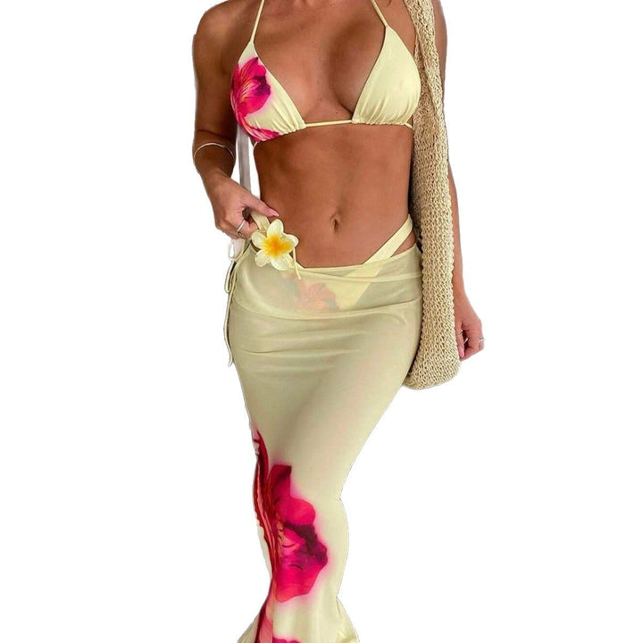 Damen Triangel-Bikini mit elegantem Wickelrock und tierischem Muster Drune