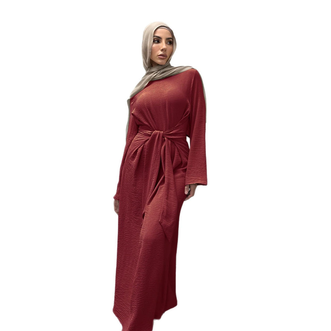 Damen Modisches Maxikleid aus fließendem Stoff mit weiten Ärmeln Drune
