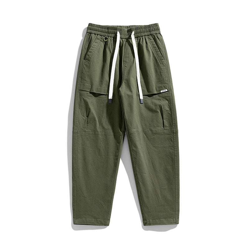 Herren Baggy-Utility-Cargohose im Tapered-Schnitt mit elastischem Tunnelzugbund, aufgesetzten Fronttaschen und Knieabnähern Drune