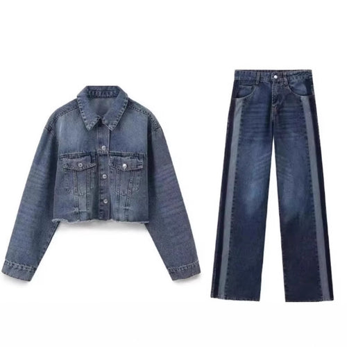 Damen 10+ weite High‑Waist Denim‑Palazzohose mit kontrastierenden Seitenteilen Drune