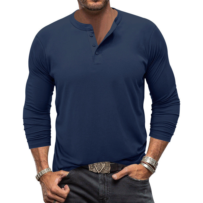 Herren Langarm T-Shirt mit Knopfleiste Drune