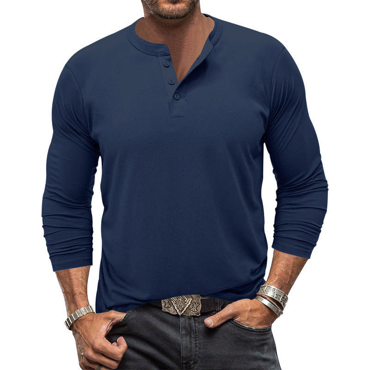 Herren Langarm T-Shirt mit Knopfleiste Drune