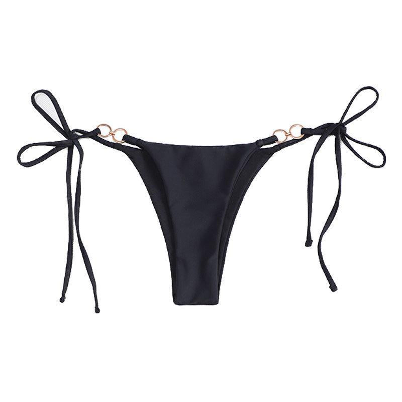 Damen Bikini-Unterteil mit verstellbaren Bindebändern und eleganten Metallringen Drune