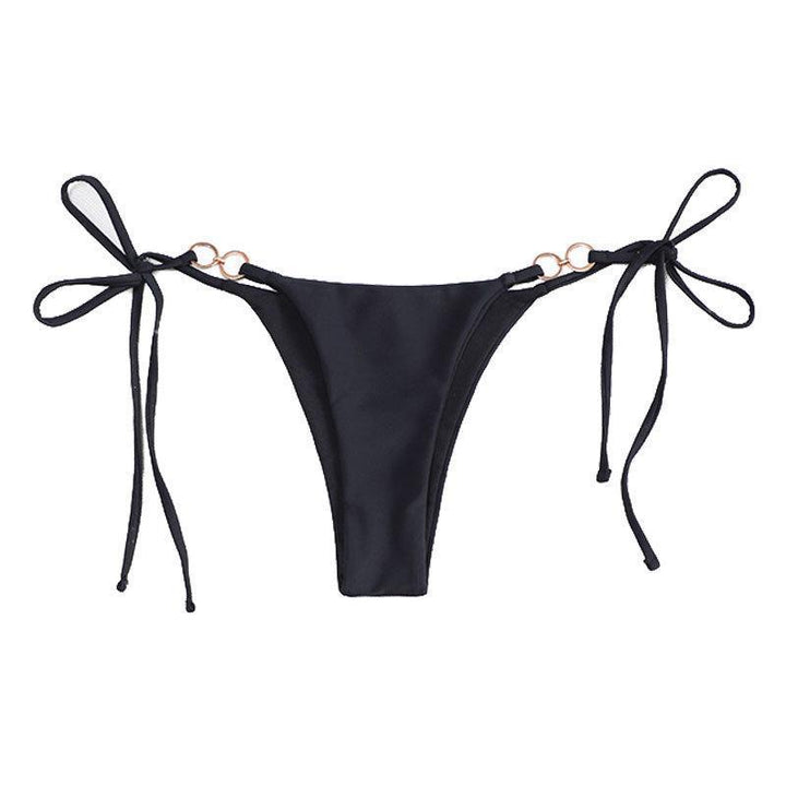 Damen Bikini-Unterteil mit verstellbaren Bindebändern und eleganten Metallringen Drune