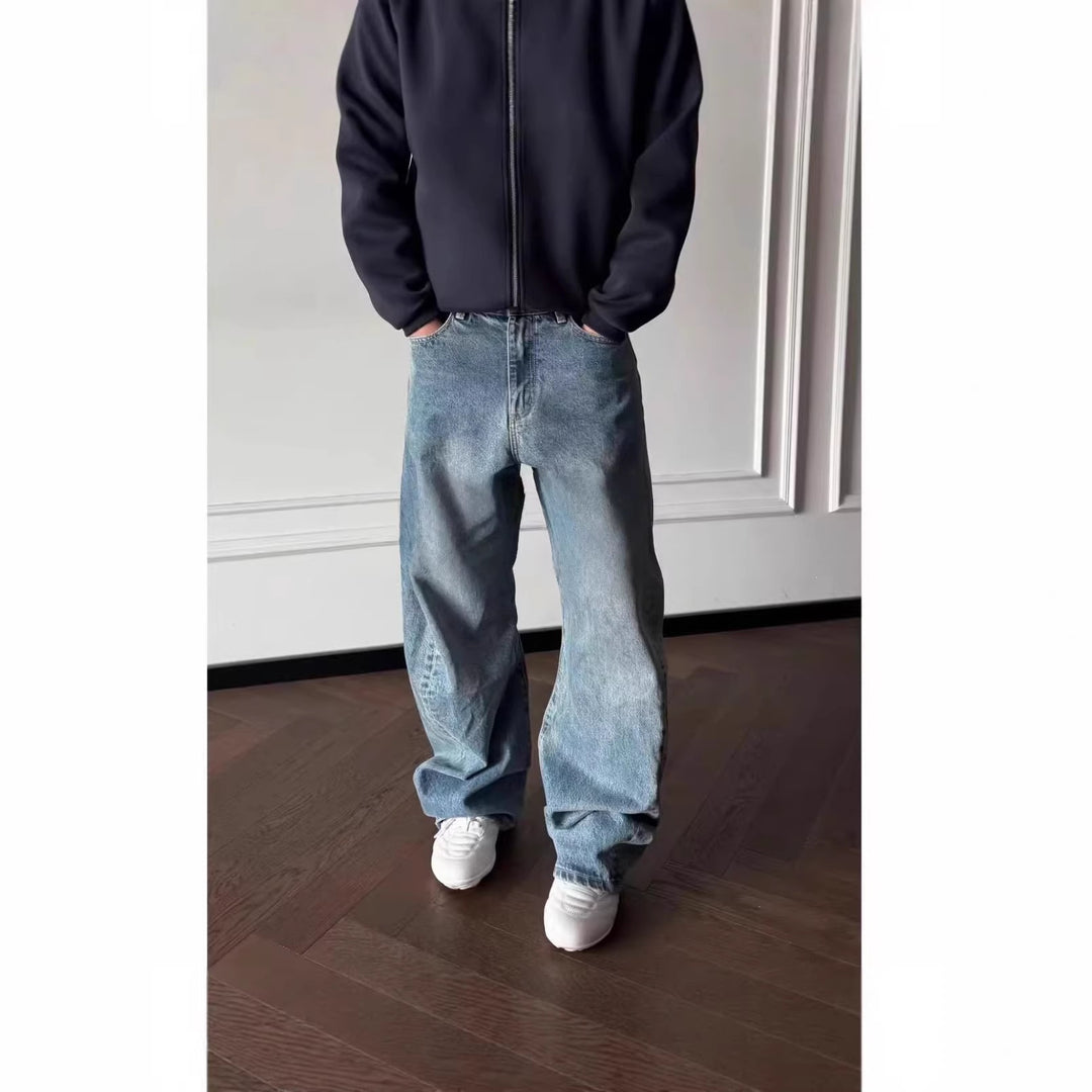 Herren Trendige Weitgeschnittene Denim-Jeans Drune