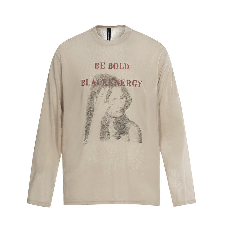 Unisex Langärmeliges Baumwollshirt mit Vintage-Print und relaxed Fit Drune