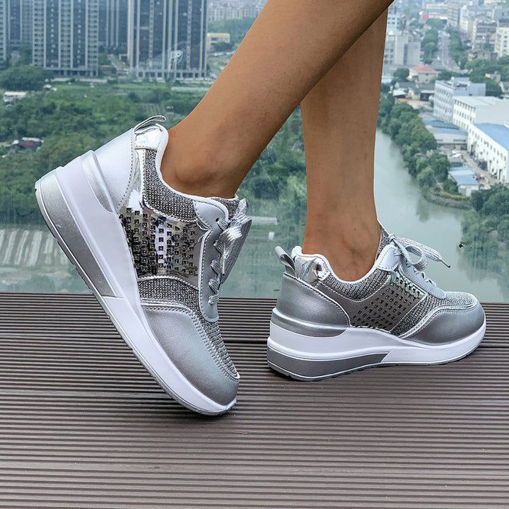 Damen Sneakers mit modischem Metallic-Akzent und atmungsaktiver Dämpfung Drune