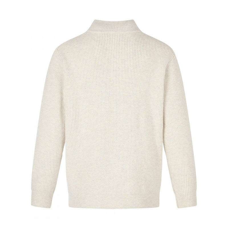 Unisex Reißverschluss-Strickjacke im Boxy‑Cut mit Stehkragen und Rippenstruktur Drune
