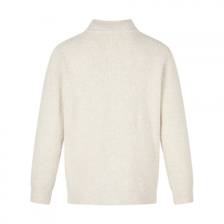 Unisex Reißverschluss-Strickjacke im Boxy‑Cut mit Stehkragen und Rippenstruktur Drune