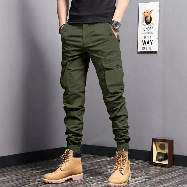 Herren Cargo-Joggerhose mit elastischem Bund, Tunnelzug und Multifunktionstaschen Drune