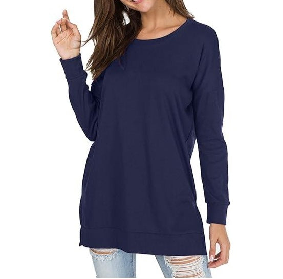 Drune | Einfarbiges Rundhals-Casual-Top