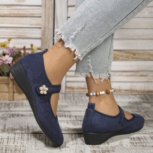 Damen Mokassin-Schuhe mit elegantem Riemen und zeitloser Blütenapplikation Drune