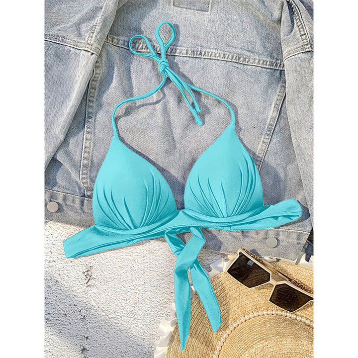 Damen Triangel-Bikini-Oberteil mit verstellbarem Halter und elegantem Wickeldetail Drune